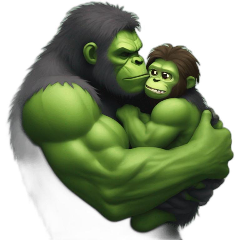 Ape hugging hulk emoji