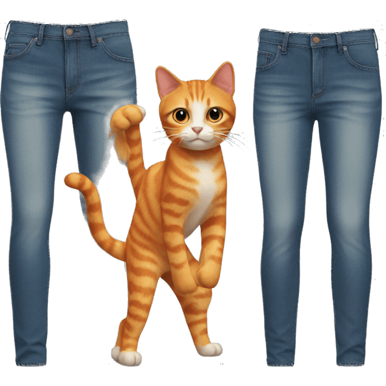 Orange cat with pants jeans  emoji