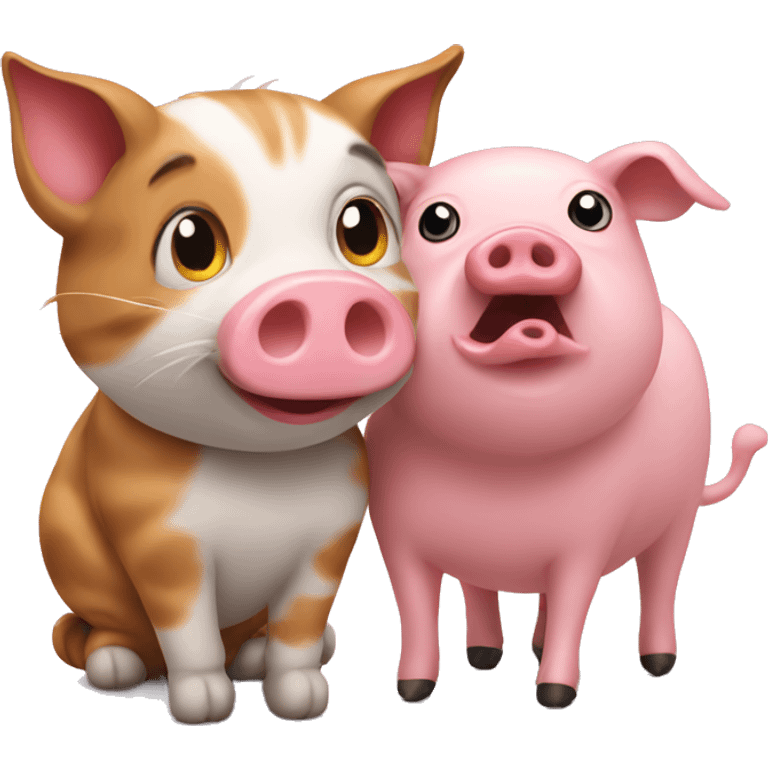 cat and pig emoji