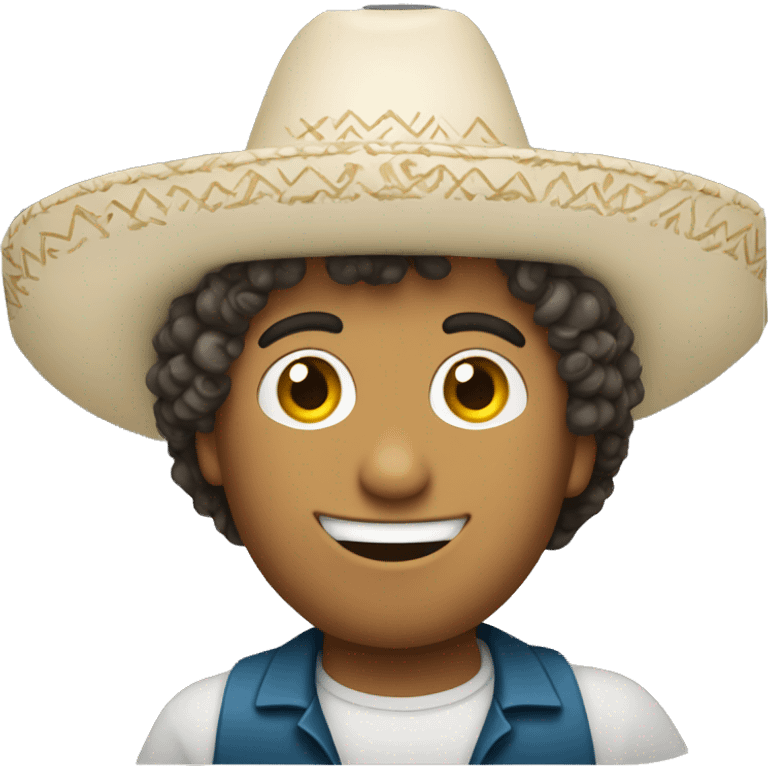 curly hair white man with sombrero celebrating with his arm up emoji