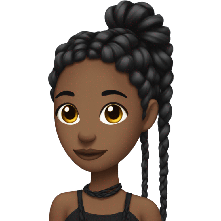 Black girl with black braids tied up. Aesthetic with a clean girl mask, doing her self-care. emoji