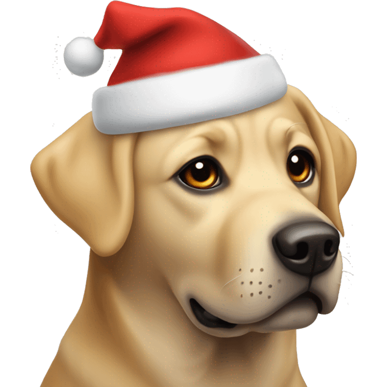 labrador with a christmas hat emoji