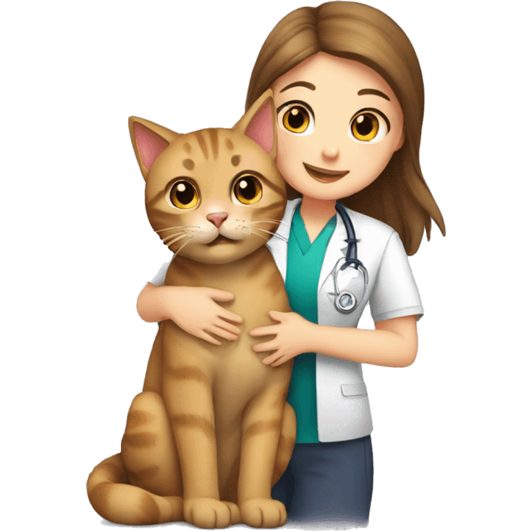 cat cuddles veterinarian girl emoji