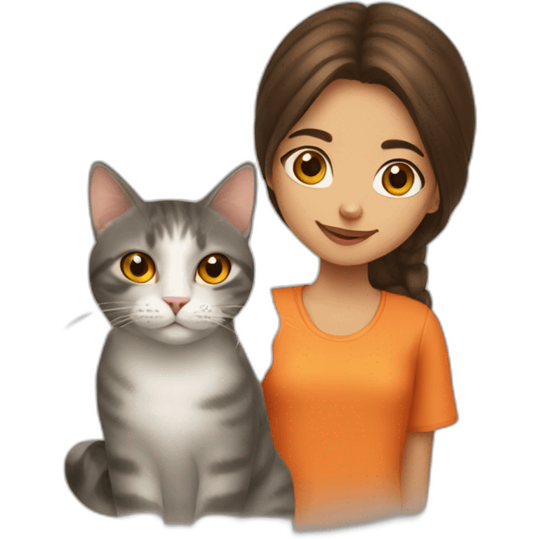 Pakistani girl and orange cat emoji