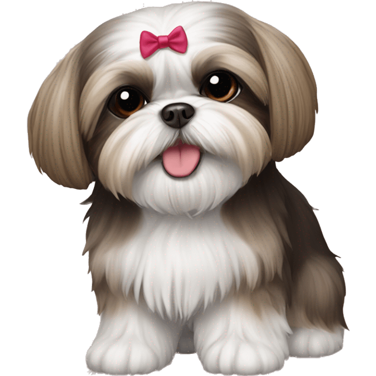 Shih tzu with name tag Ruby emoji