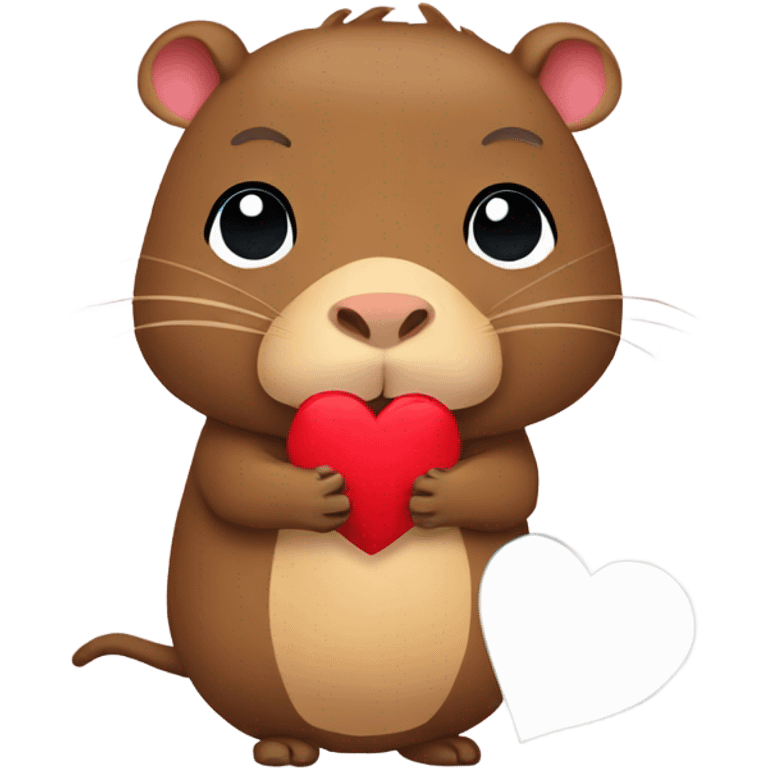 Capybara holding a heart emoji