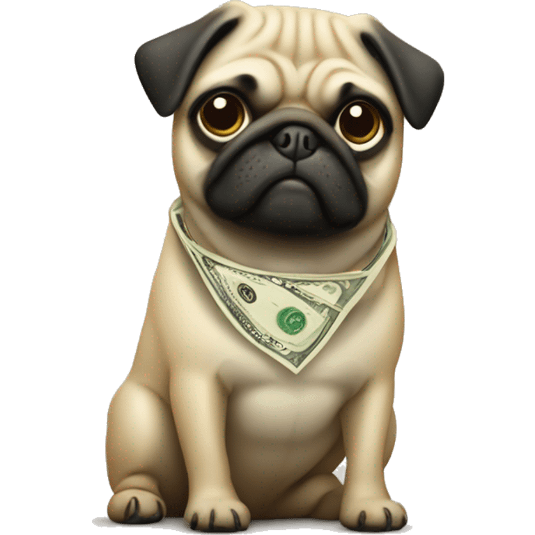 pug with dollar sign emoji