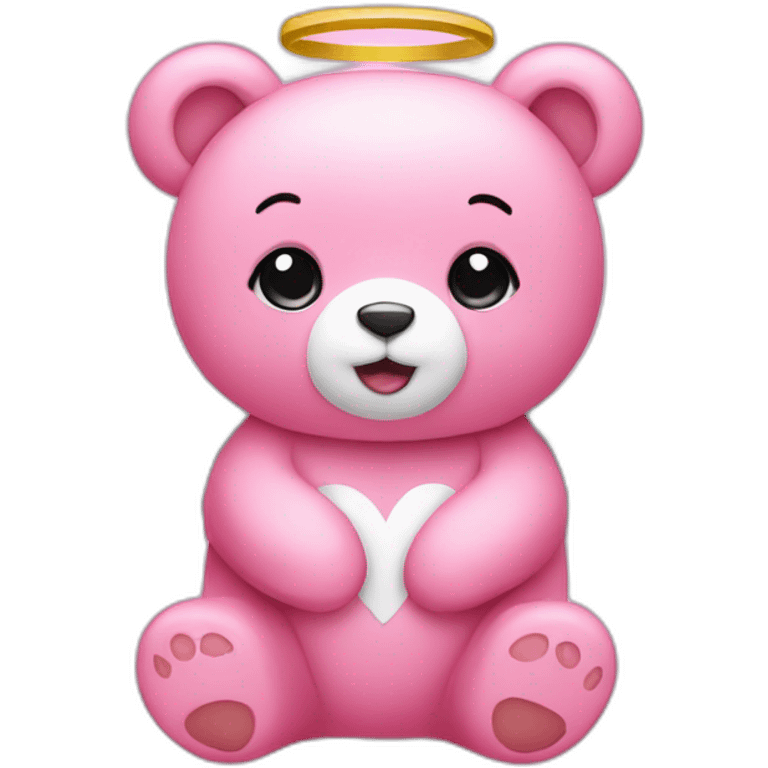 A Pink bear with angel wings emoji