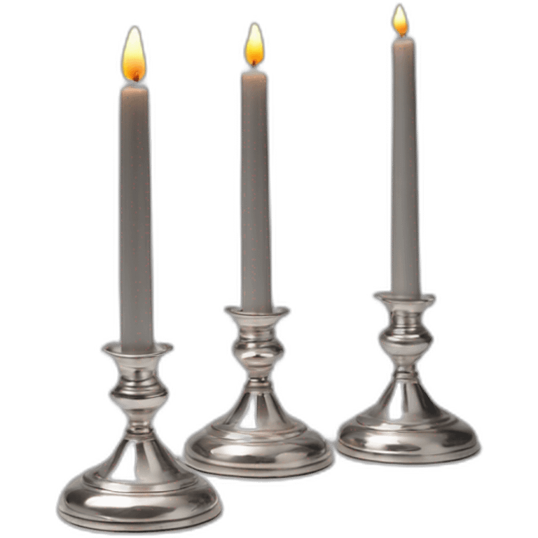 2 large and another small shabbat candles in silver candlesticks  emoji