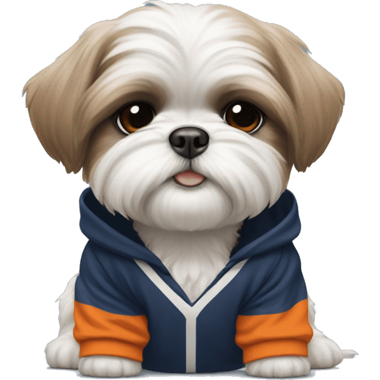 White shih tzu puppy wearing auburn football hoodie  emoji