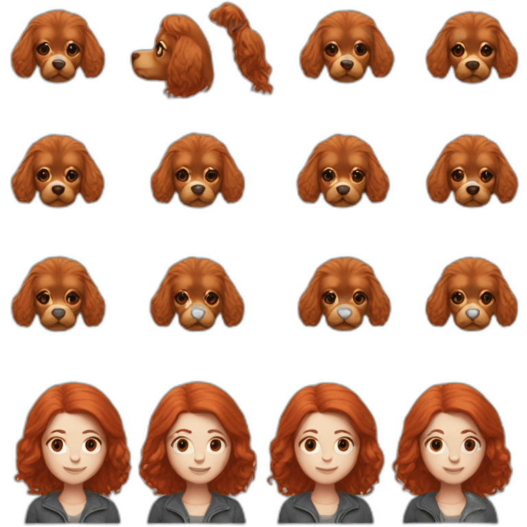 redhead woman holding wire hair dog with red hair emoji