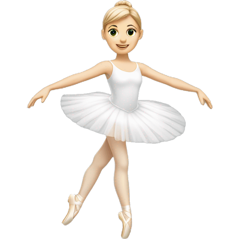 Caucasian ballerina wearing white  emoji