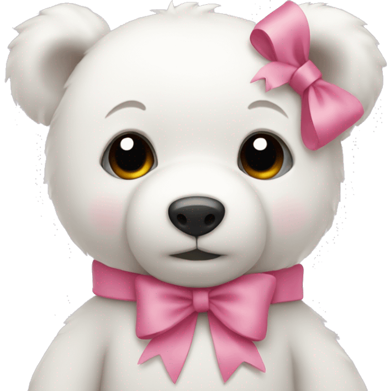 white teddy bear with pink bow emoji