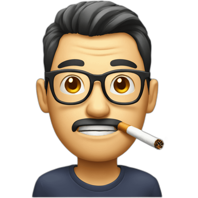 HongKong guy glasses worry face smoking emoji