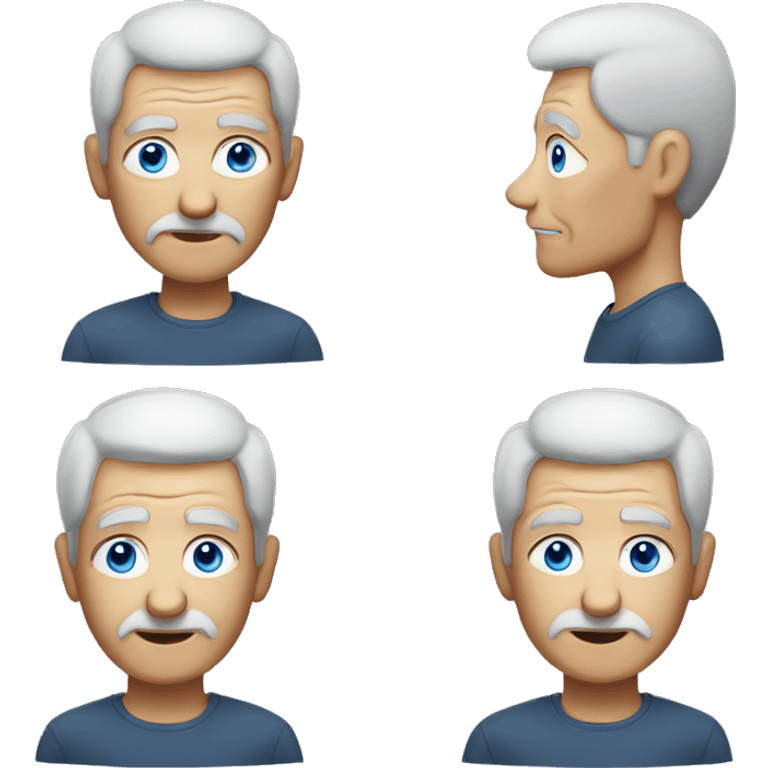 old man with blue eyes with and full head of short hair emoji