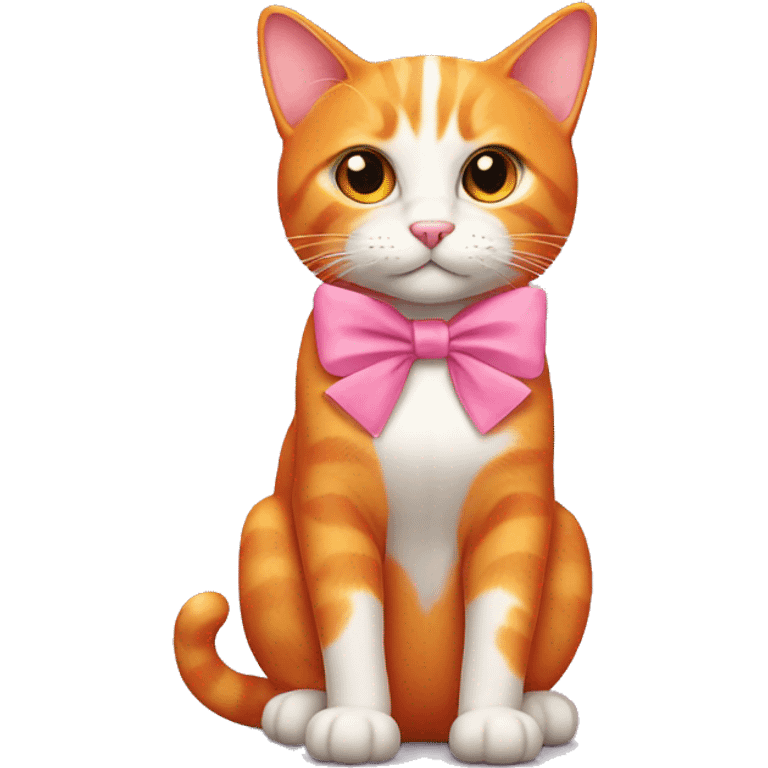 orange cat with pink bow emoji