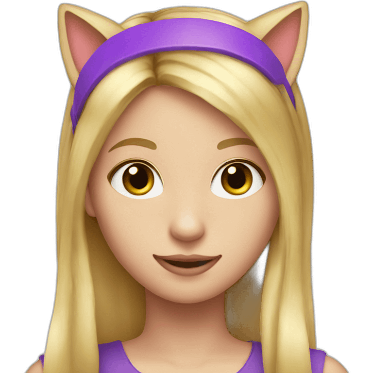 Long blond hair girl with purple cat ear Alice band emoji