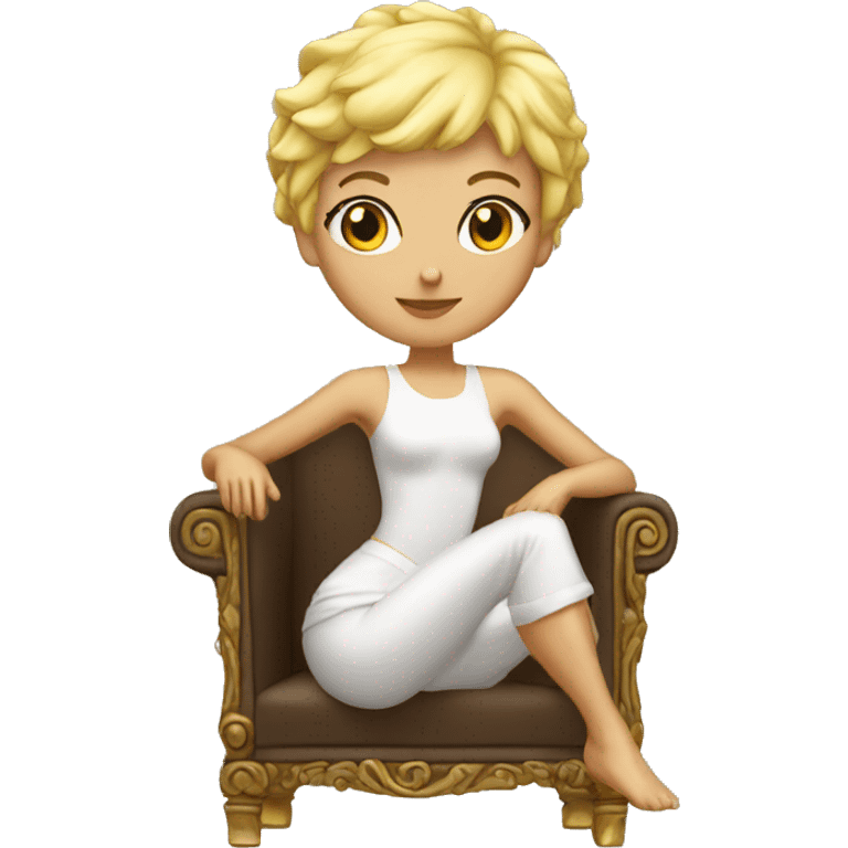 Blond short hair Goddess on throne emoji