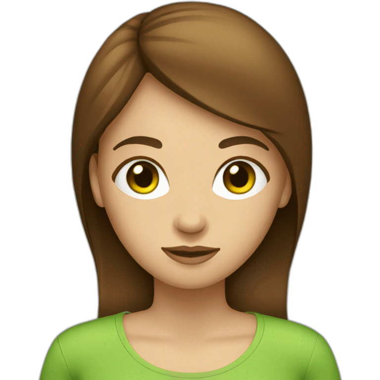 girl-with-brown-hair-green-eyes-with-phone-laptop emoji