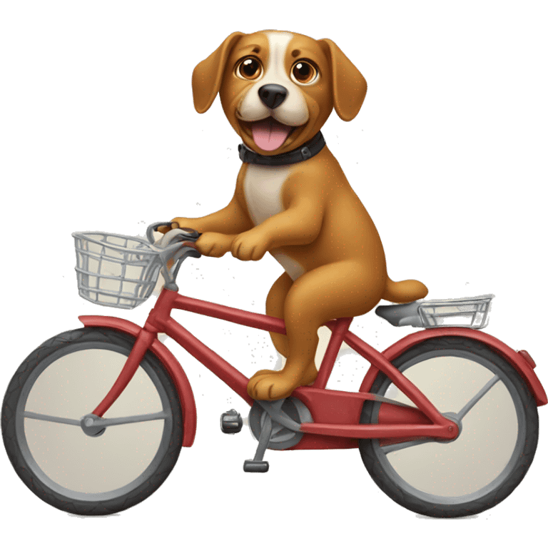 A dog riding a bike emoji