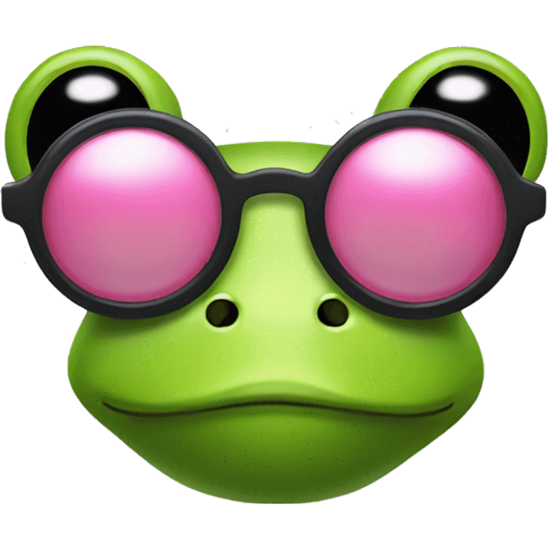 A frog with pink glasses emoji