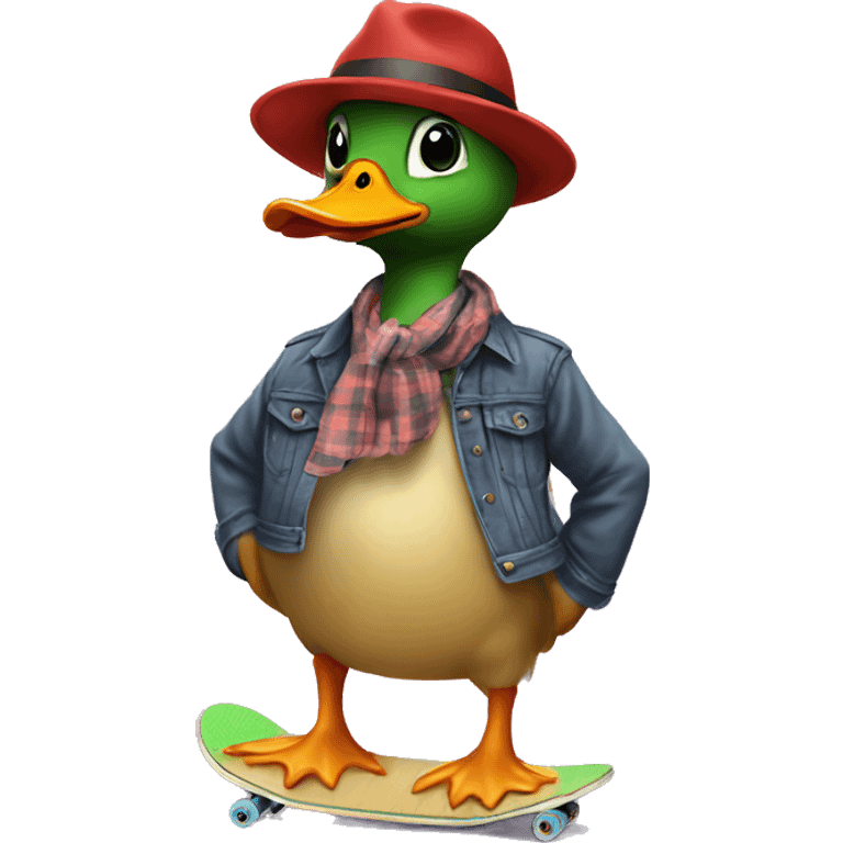 Cool duck who hates skateboards and hats emoji