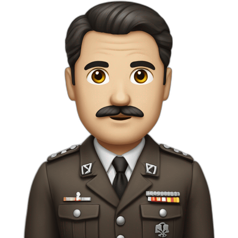 Nazi leader with dark brown hair that combed to one side and square mustache. With normal skin tone emoji