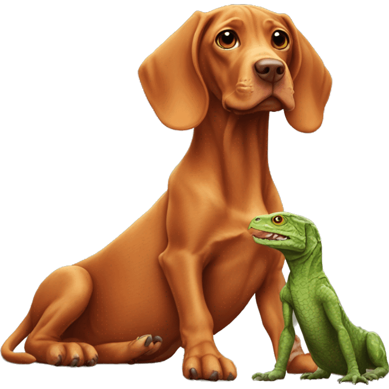 Vizsla and giant lizard  emoji