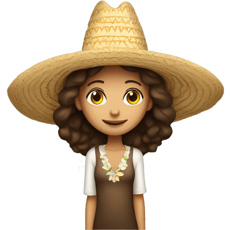 Girl with brunette hair and fair skin with a giant sombrero  emoji