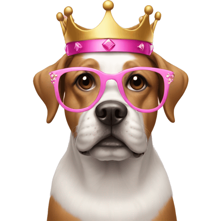 dog with pink glasses and crown emoji