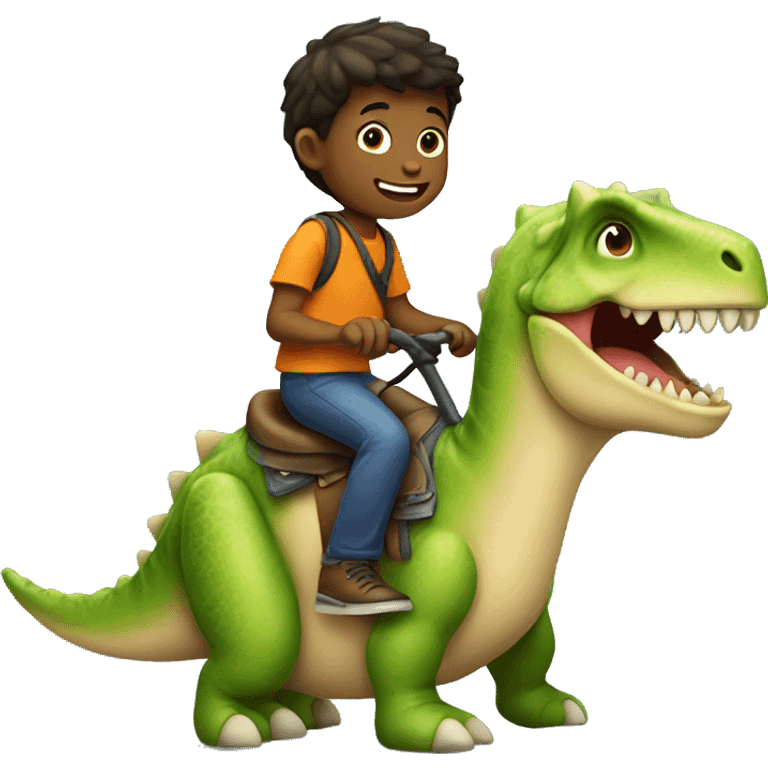 Boy riding dinosaur emoji