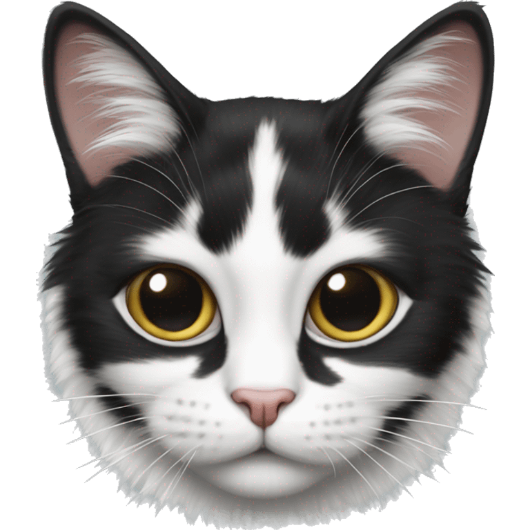 Black and white cat with long fur  emoji