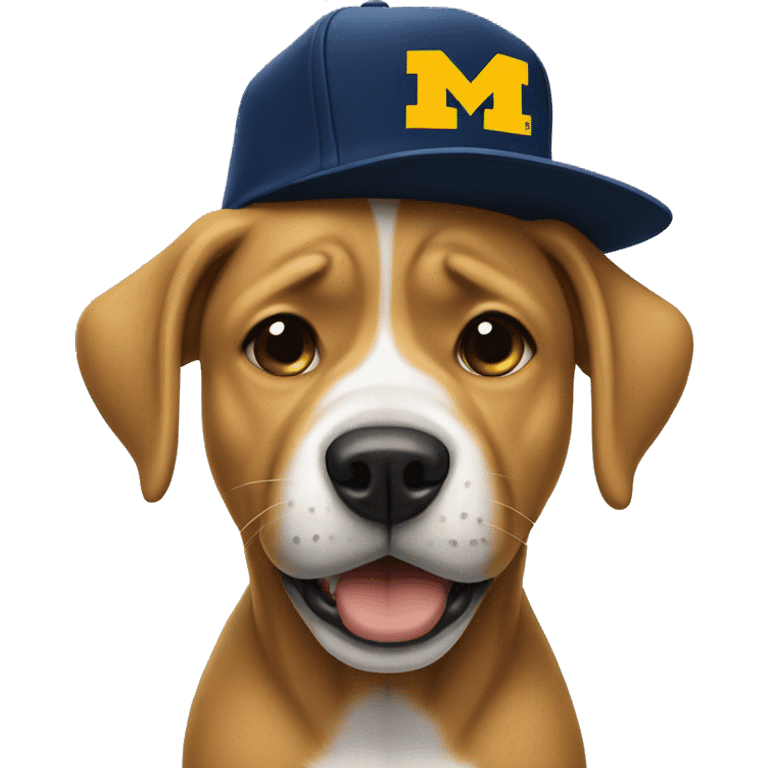 Crying Dog wearing University of Michigan hat emoji