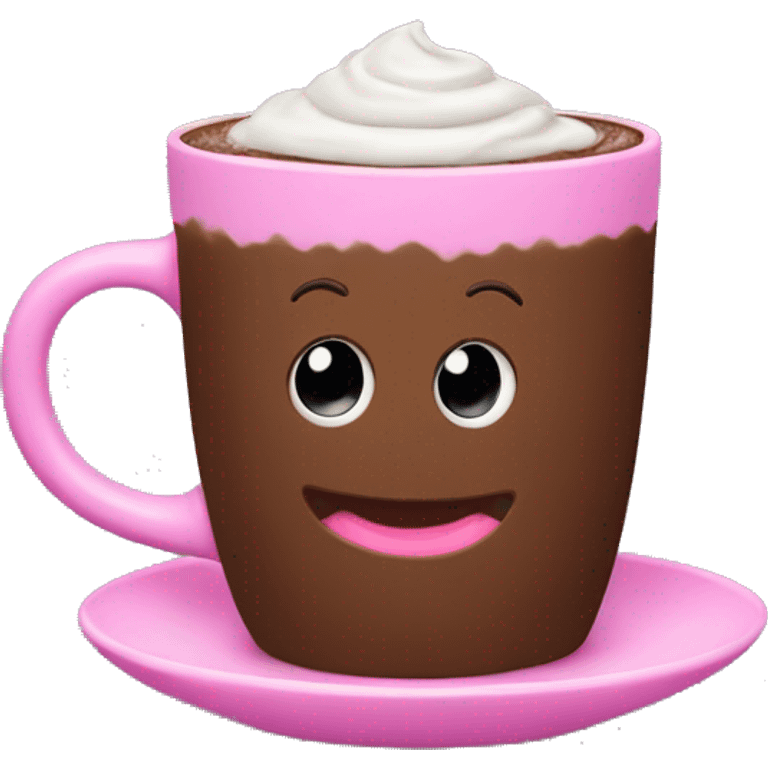 Hot chocolate with pink cup emoji