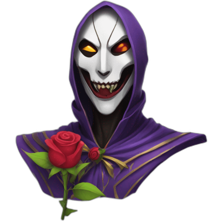 Jhin with a rose in his mouth emoji