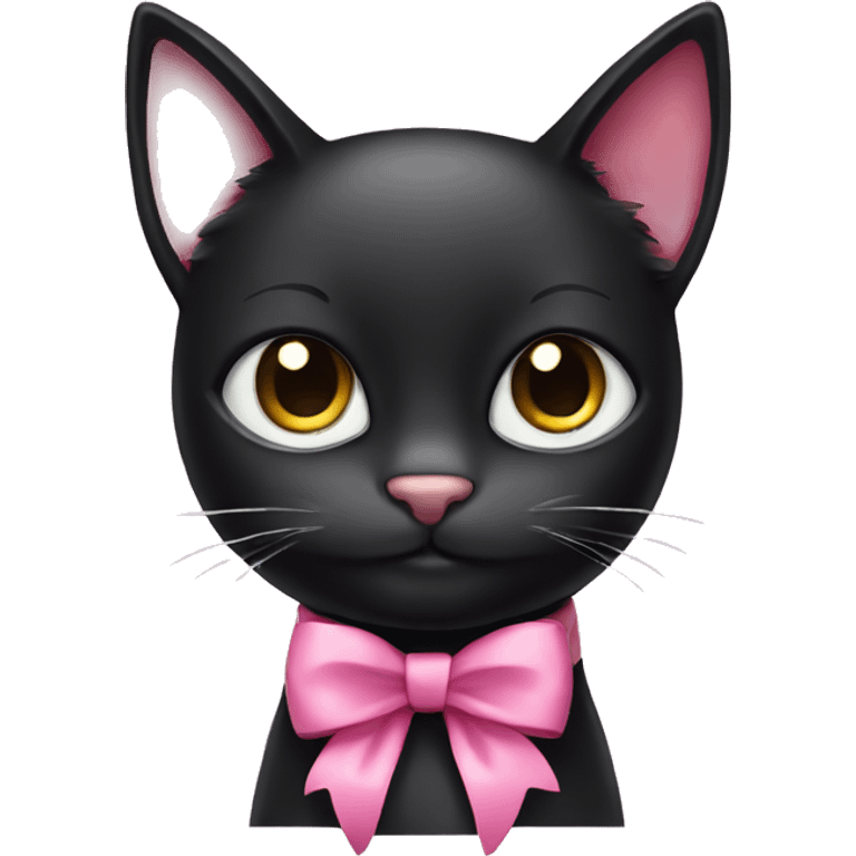 black cat with pink bow emoji