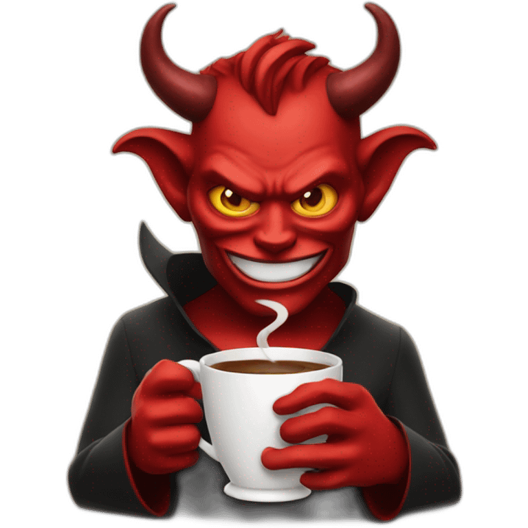 Devil with cup of coffee emoji