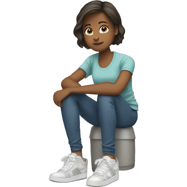 girl sitting in sneakers solo emoji