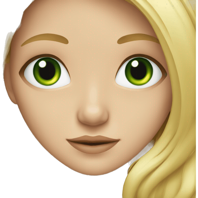 young blonde girl with long hair and green eyes emoji