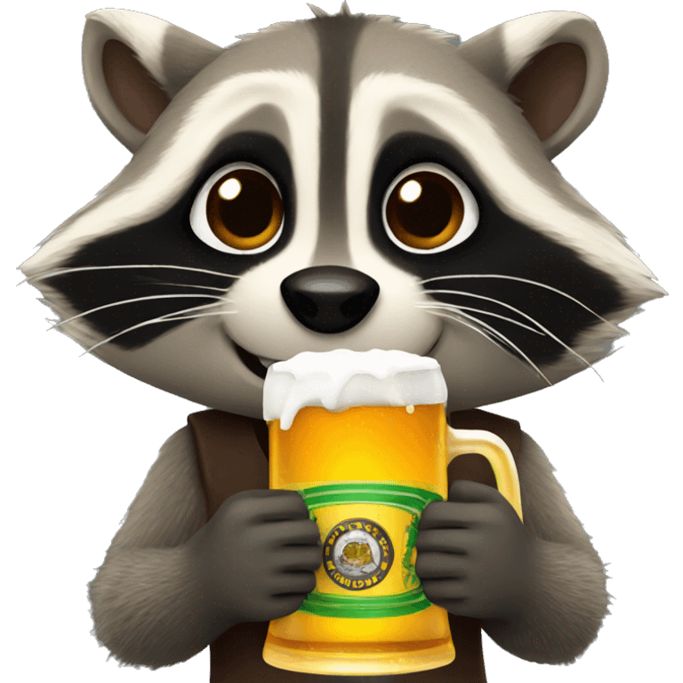 Raccoon drinking beer emoji