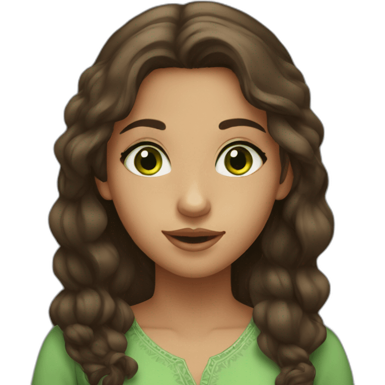 A Moroccan young girl with brown hair and green eyes emoji