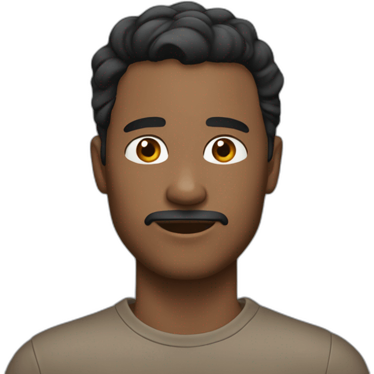 Adult man, brown (no black) skin, small and black hair, no beard, no mustache emoji