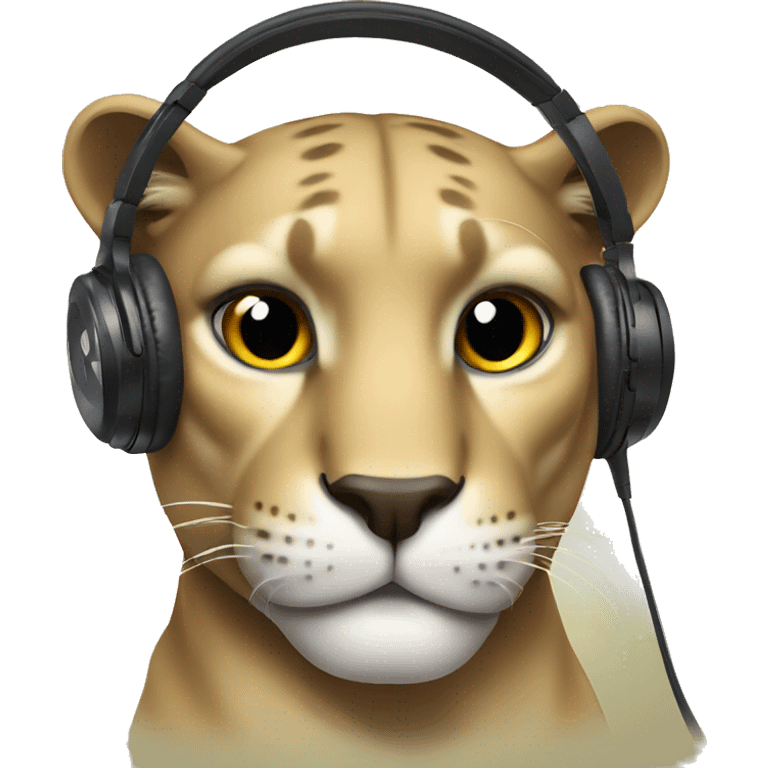 panther wearing headphones emoji