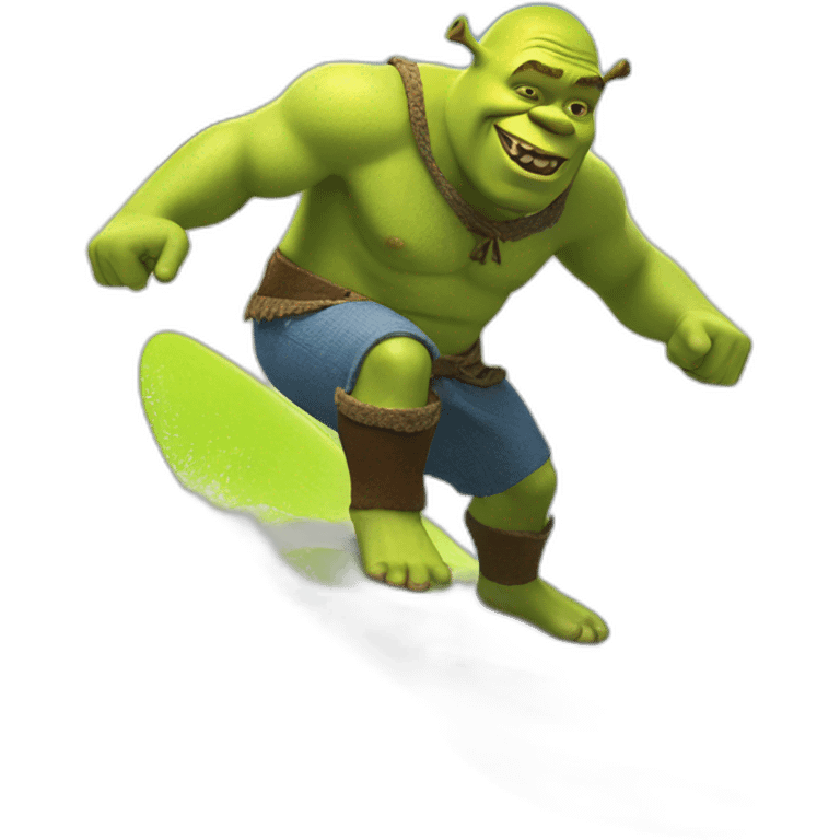 shrek surfing in the ocean emoji