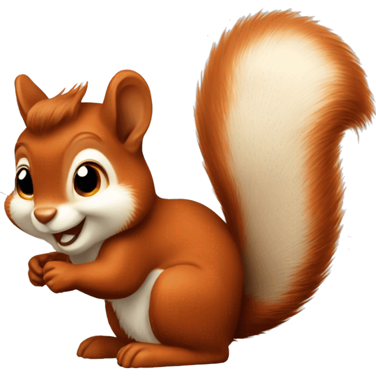 A smiling red squirrel with tufted ears emoji