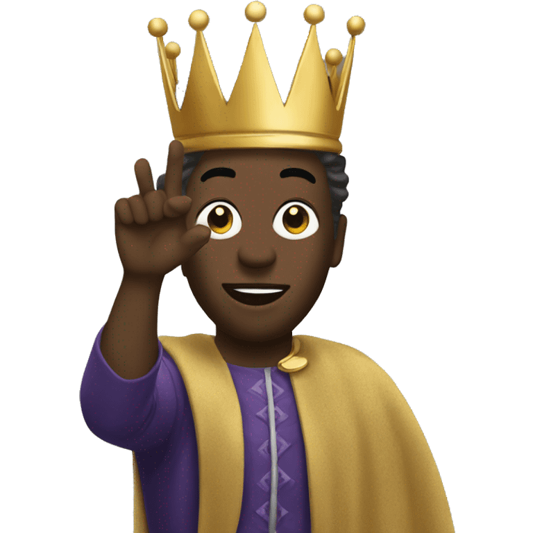 King Baldwin with a mask on raising his hand emoji