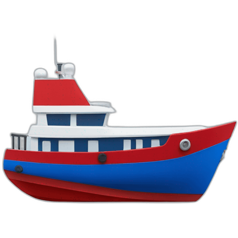 Bateau rouge noir bleu avec un m'aide soufler emoji