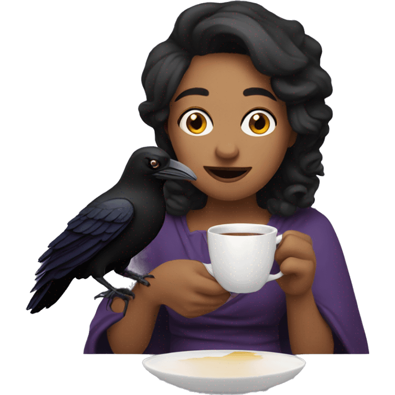 Make a raven sipping tea emoji