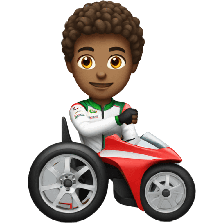 Race driver fighting with the wheel emoji