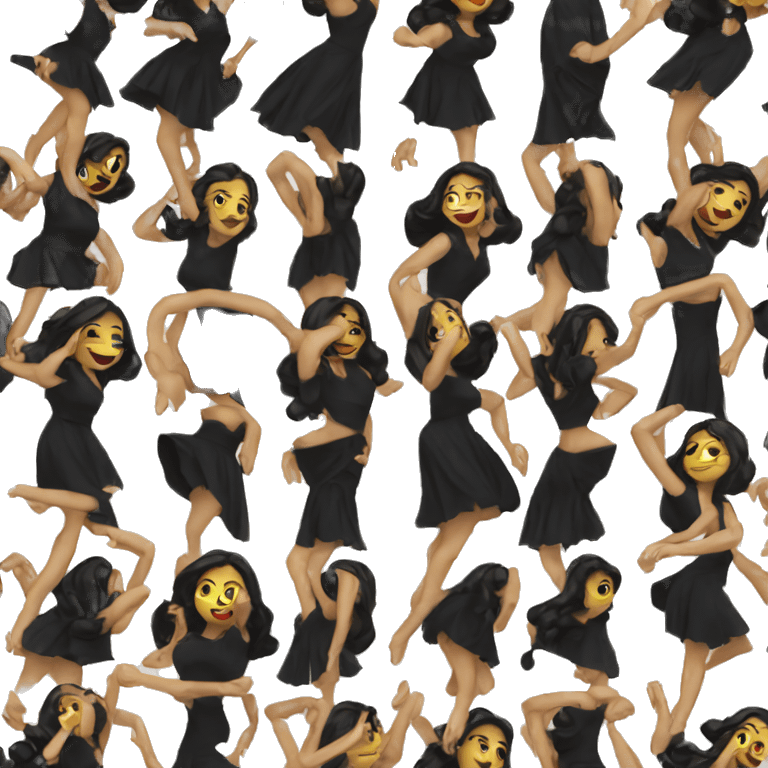 Venezuelan Woman with dark hair in black dress dancing  emoji